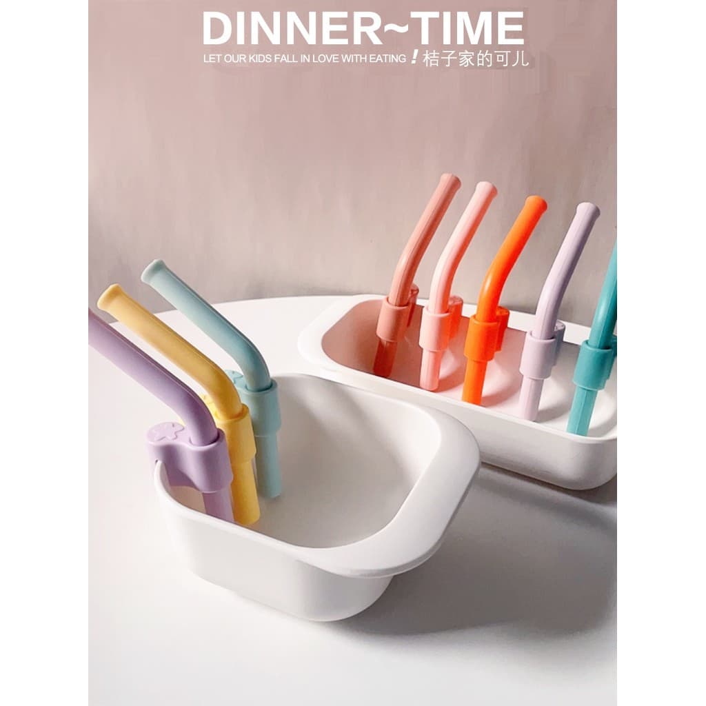 Acessórios de fivela de palha de silicone de qualidade alimentar para bebês Silicone macio Comida complementar para bebe