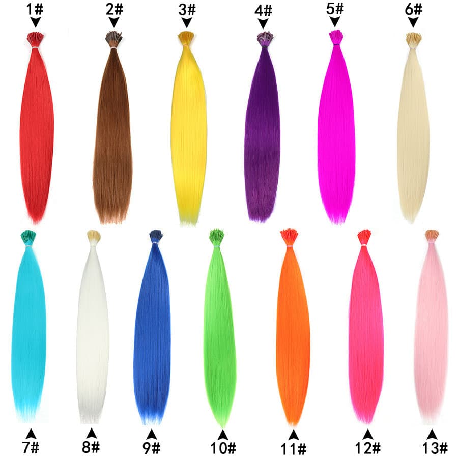 Extensão de cabelo pena 50cm conexão 0.25 marca de fibra química cabelo sem haste extensão de pena de seda de alta tempe