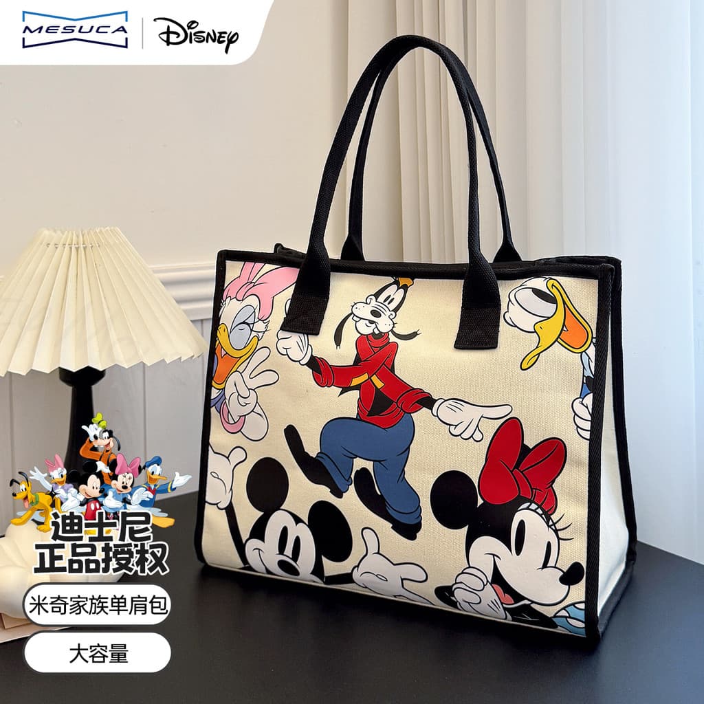 Disney genuíno Mickey família sacola feminina grande capacidade bolsa Commuter estudante saco All-Match bolsa de ombro