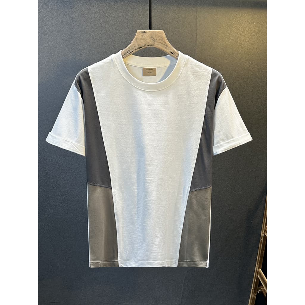 Camiseta masculina de manga curta combinando com cores americanas 2026 novo estilo roupas soltas tamanho grande primaver
