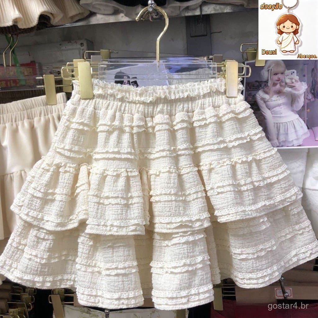 Primavera estilo japonês doce estilo balé macio menina renda bolo saia Design feminino sentir nicho fofo saia curta