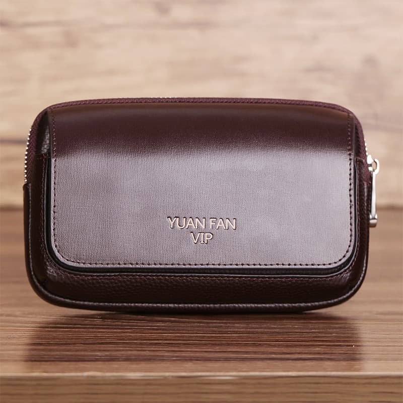 Bolsa de telefone móvel de negócios masculina couro genuíno caso de couro de dupla camada High-End local de construção d