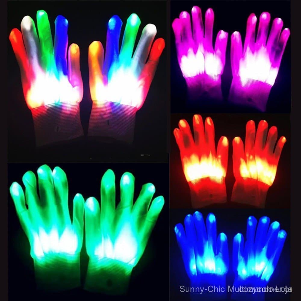 1 Par Luvas LED De Dedo Brilhante Para Crianças Adultas Festa De Halloween Luminosas
