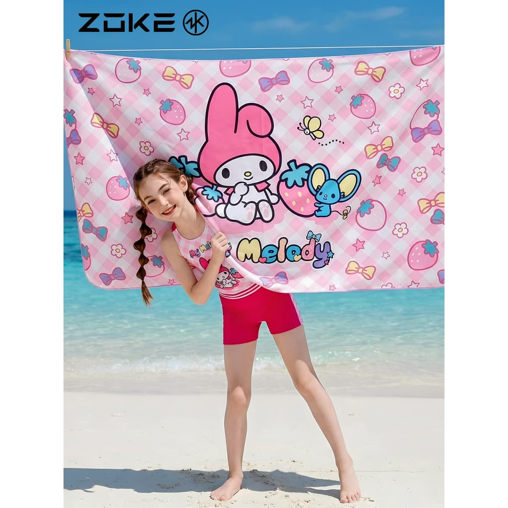 Zoke toalha de banho absorvente infantil, protetor solar de secagem rápida, manter quente, zoke, melodia, menina, treina