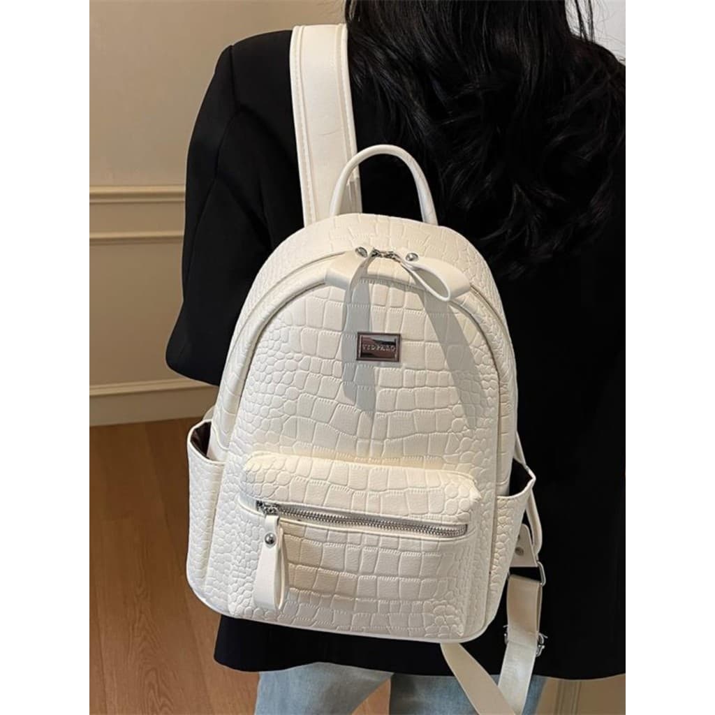 Muzi rua mochila feminina 2026 novo estilo simples estudante classe saco de escola couro grande capacidade mochila viage