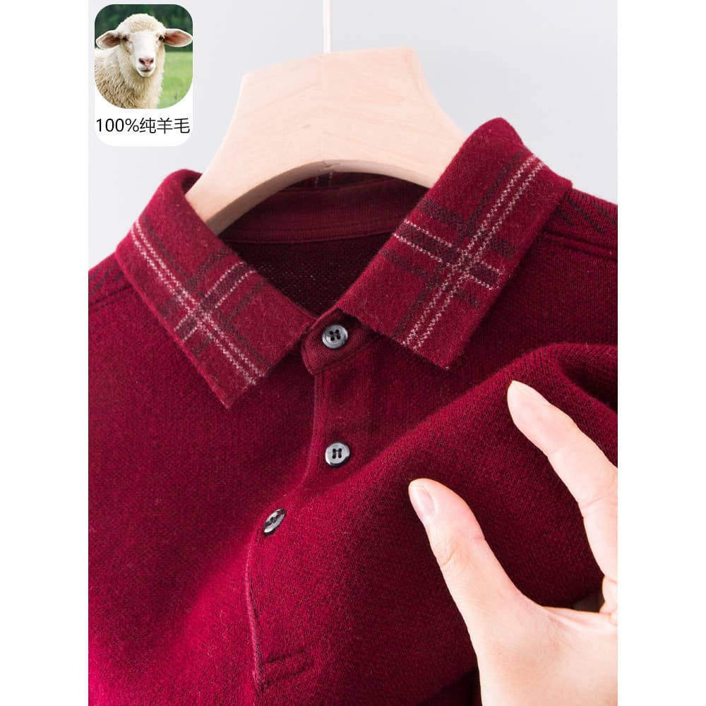 Suéter masculino 100 puro suéter vermelho inverno meia-idade estilo pai suéter Benming ano roupas ano do dragão