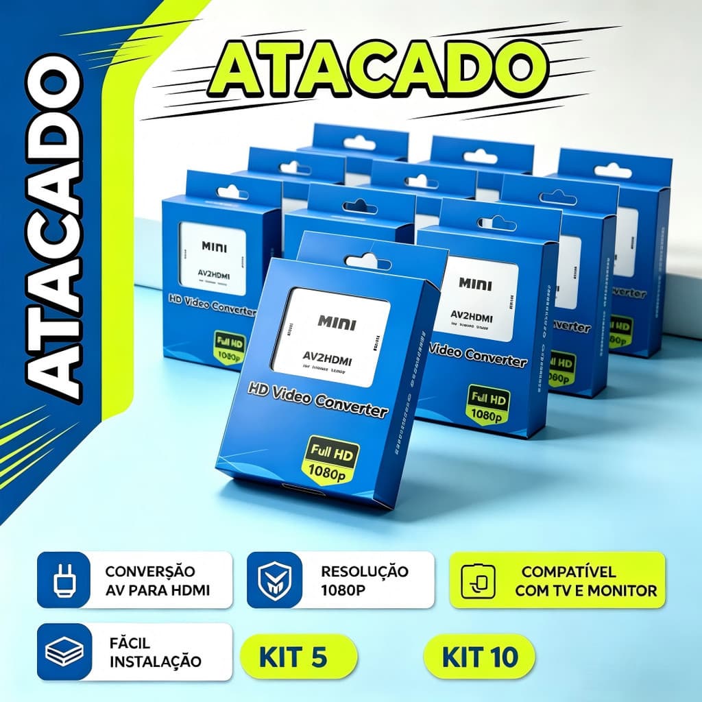 Atacado Kit 5/10 Pcs Conversor 3 RCA AV Para HDMI Adaptador De Áudio E Vídeo Composto