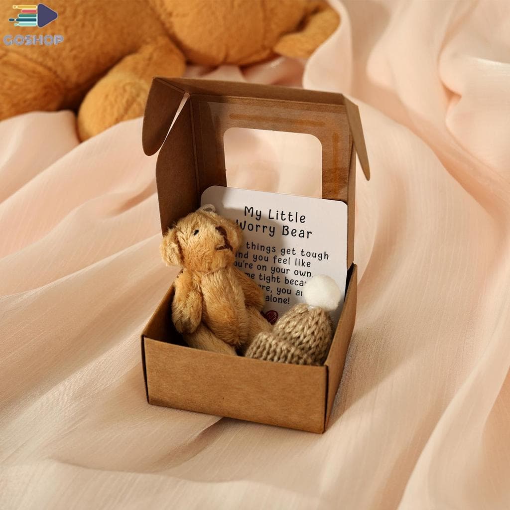 4 PCS Ursinho Em Uma Caixa Com Cartão De Incentivo Mini Urso Chapéu Brinquedo Para Amante Família Amigo SHOPSBC4328