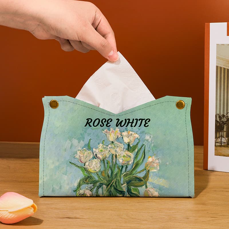 Van Gogh pintura a óleo rosa caixa de tecido papel luz estilo luxo casa sala estar banheiro carro rolo caixa tecido arma