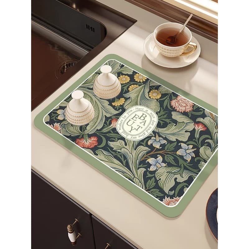 Diatom lama bancada da cozinha almofada de drenagem lavatório pia lateral Placemat pia barra mesa talheres absorção água