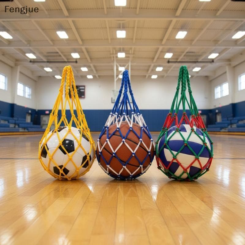 Fengjue Negrito Náilon Bola De Futebol Saco Líquido 1 Capacidade Portátil Transportar Bolsa Forte Malha Organizador Para