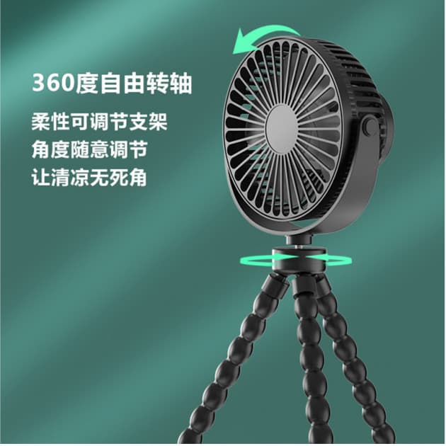 Ventilador portátil tipo polvo para carrinho de camping, mini ventilador turbo silencioso USB para dormitório.