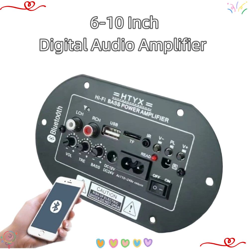 Amplificador Bluetooth , De Áudio Digital Para Carro Com Microfone Duplo Subwoofer De 6 A 10 Polegadas