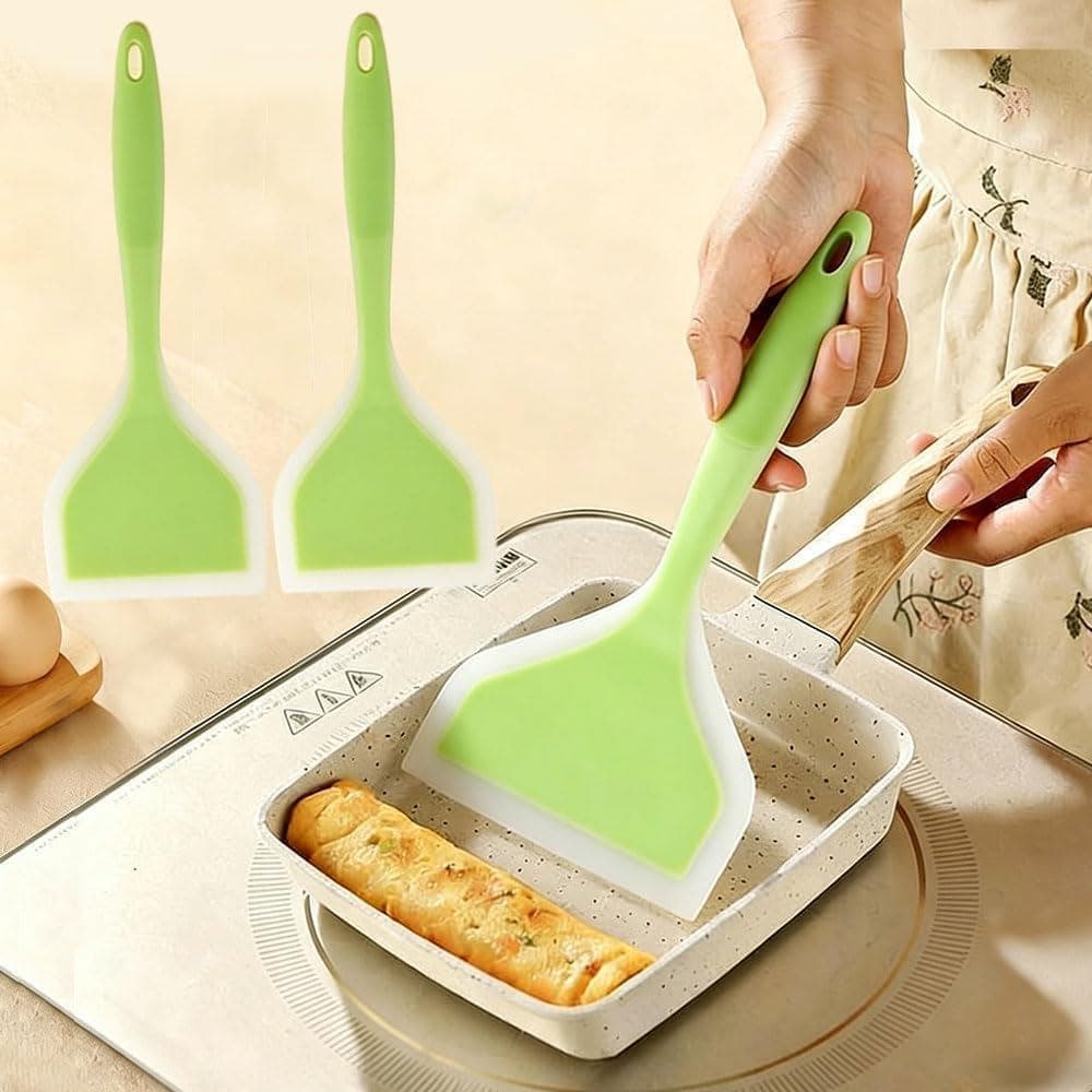 Espátula de Silicone para Peixe, Panquecas, Antiaderente, Resistente ao Calor, Lâmina Larga e Plana para Ovos, Tamales,