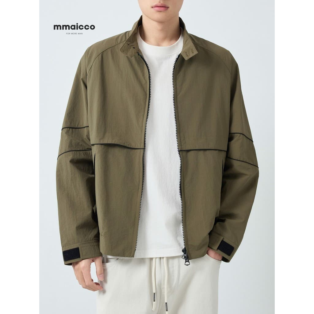 Momaike roupas masculinas Gaozhi Commuter gola alta jaqueta masculina 2026 primavera novo estilo dupla puxar cabeça jaqu