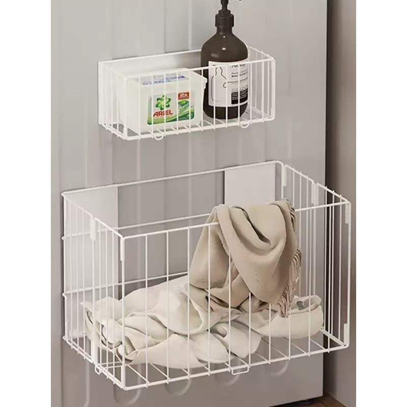 Cesta magnética para roupas sujas, estilo japonês genuíno, pendurada na parede, máquina de lavar, ferro lateral, dobráve