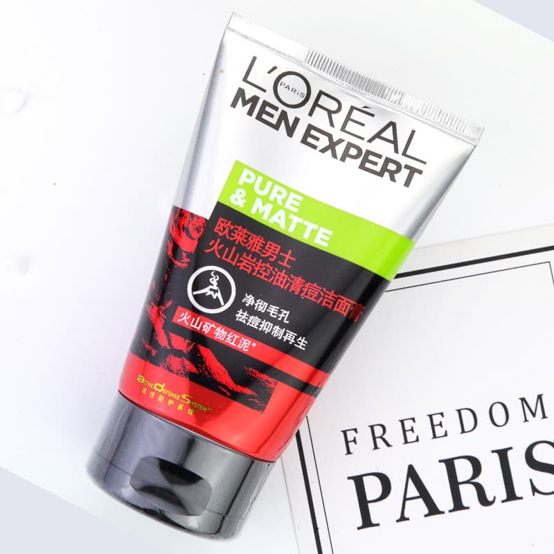 Genuíno L'Oreal limpador Facial masculino rocha vulcânica controle de óleo remoção de Acne lama vulcânica limpeza remoçã