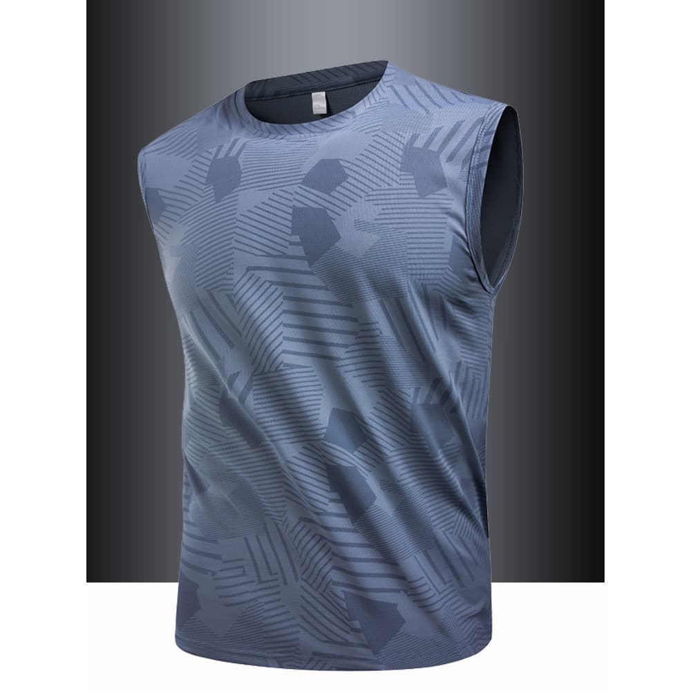 Colete de seda gelo masculino verão camiseta fina correndo Fitness elástico respirável sem mangas colete esportes ao ar