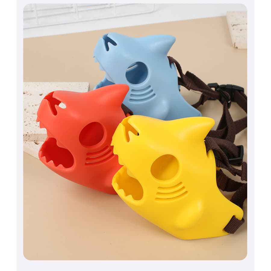 Focinho De Cachorro Tubarão Fofo , Silicone Macio , Anti-Mordida , Latidos , Comer , Filhote , Capa De Boca , Respirável