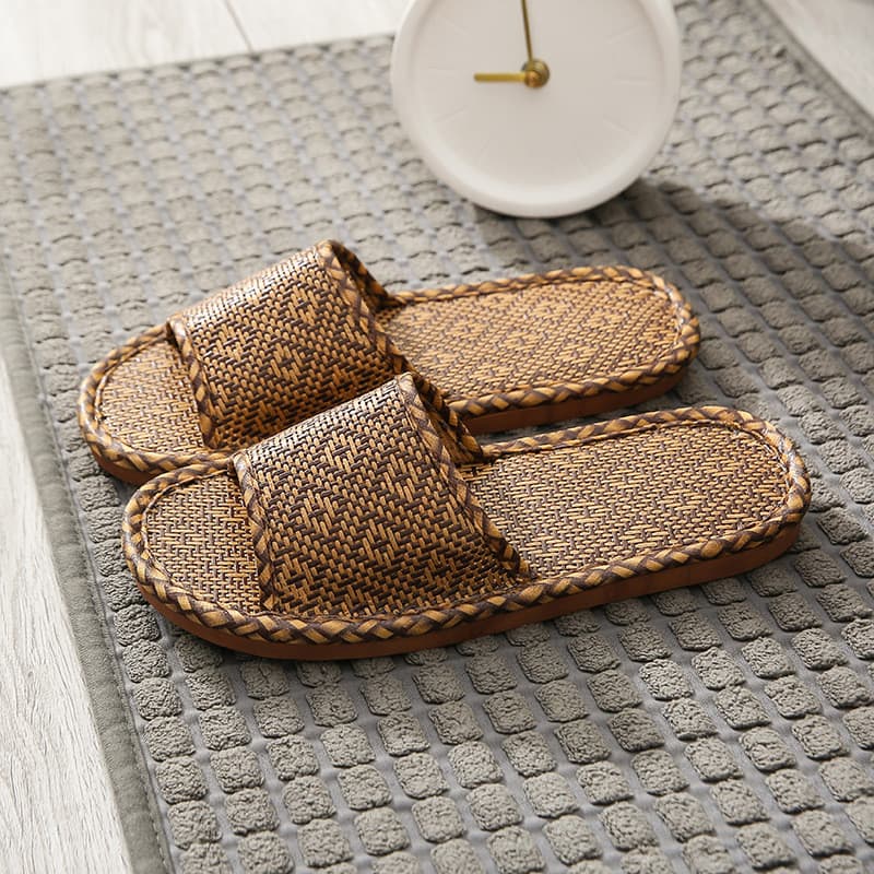 Rattan tecido confortável respirável sandálias chinelos feminino interior uso doméstico antiderrapante Wear-