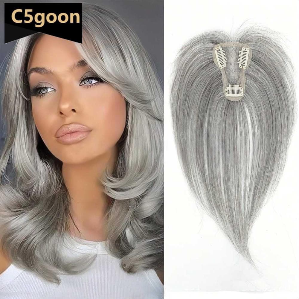C5GOON Peruca Peça Para Mulher Com Uma Franja Remendo Cobrindo Cabelo Branco Fino Invisível Naturalmente Fofo Feminina R