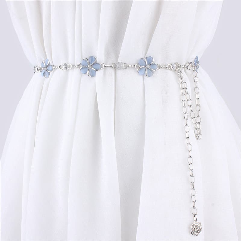 Saia cintura corrente cinto fino senhoras decoração moda camisola vestido camisa verão versão coreana All-Match corrente