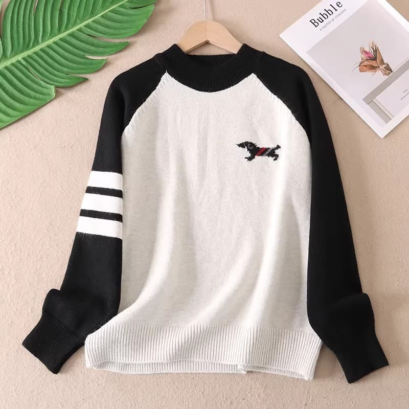 Versão coreana exterior Wear estilo Preppy pulôver camisola feminina em torno do pescoço moda fio de lã macio camisola d