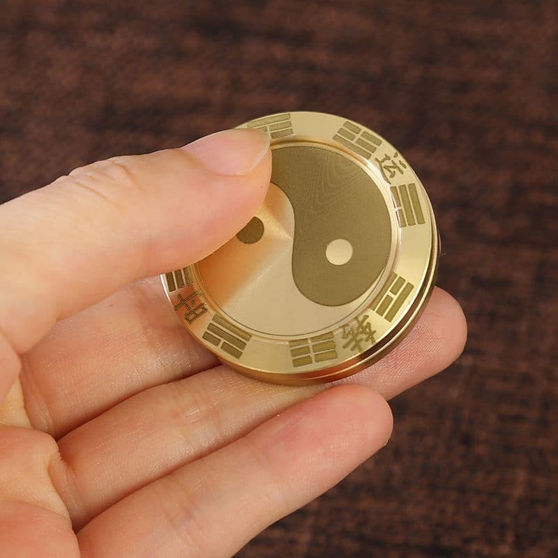 Brinquedo antiestresse de latão puro que traz fortuna, spinner de dedo, moeda de ponta de dedo, gadget para alívio do es
