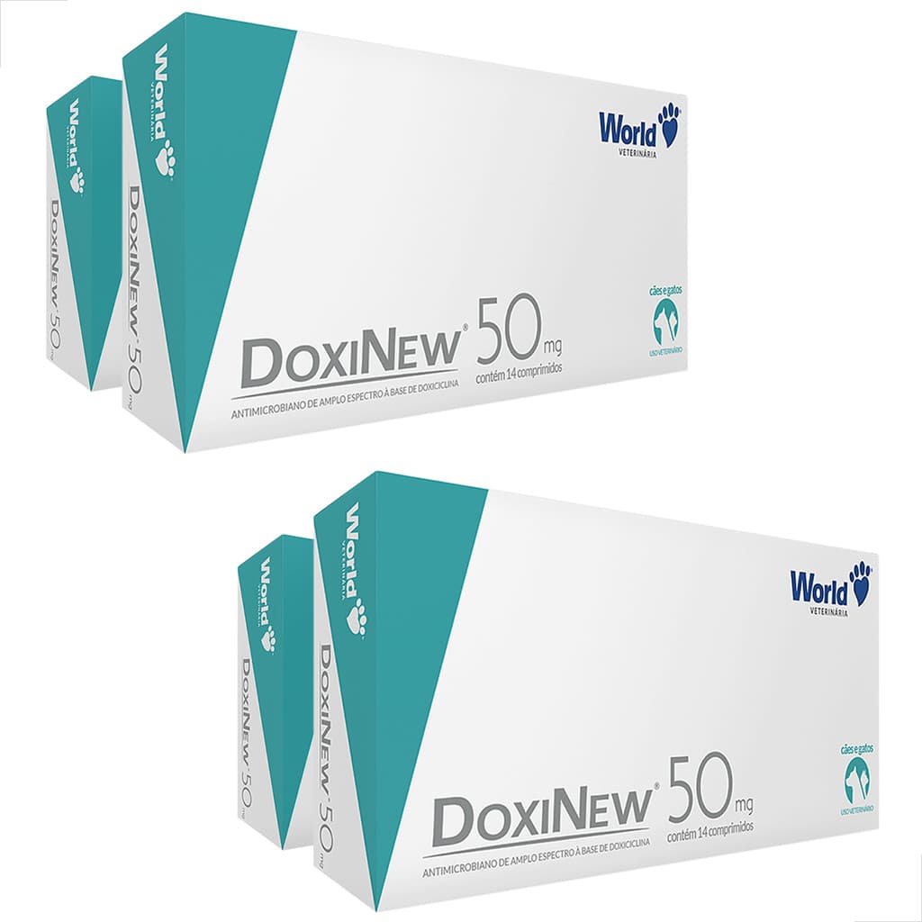 Kit 4 UN Doxinew 50mg Cães Com 14 Comprimidos