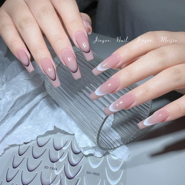 Manicure novo estilo acabado francês fino resistente adesivo à prova dwaterproof água cor sólida manicure adesivo gradie