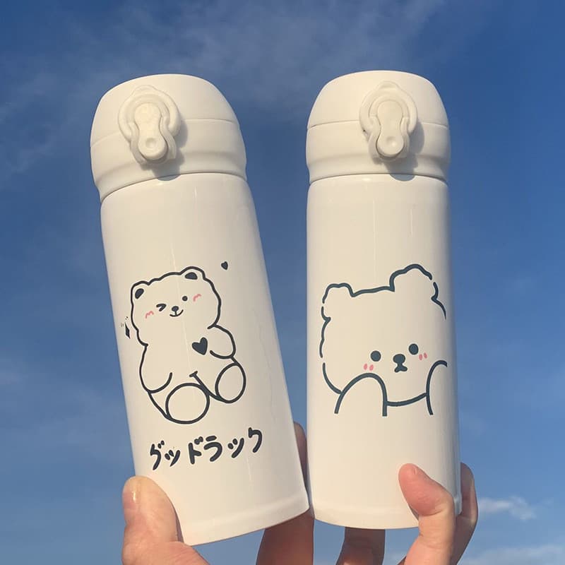 Coreia Locknows copo de água menina bonito de alto valor copo térmico de aço inoxidável grande capacidade dos desenhos a