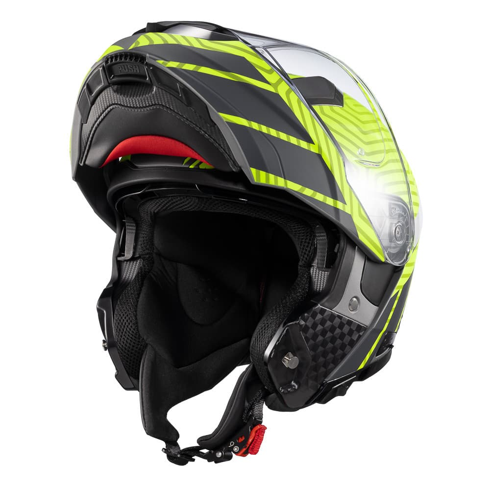 Capacete Moto Texx Escamoteavel Kratos Cyber Cinza Verde Fos