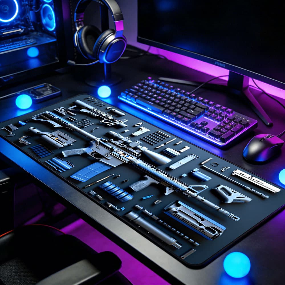 Mouse Pad Grande Arte Soldado Tático Azul Escuro Base Antiderrapante De Alta Precisão Para PC Notebook FPS