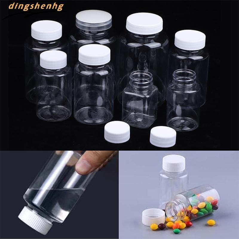 Garrafa Plástica Transparente De 15-500ML , De Medicina De Boca Larga Com Tampa De Parafuso , Frascos De Vedação , Recip