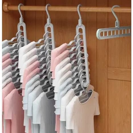 Kit 10 Cabides Mágicos Vertical AmpePlast 10 Furos Reforçados Organizador para Guarda-Roupas Armário