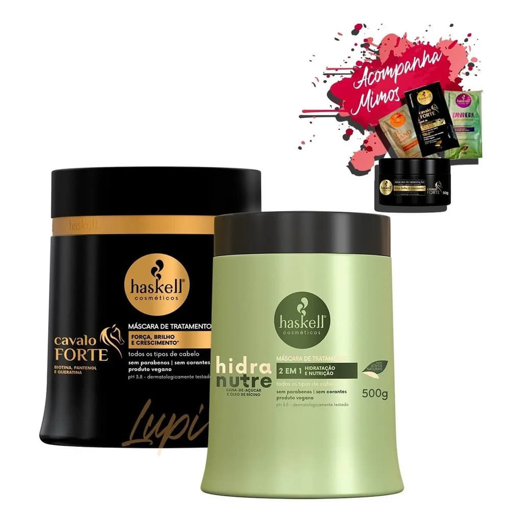 Kit Haskell Máscaras Hidranutre E Cavalo Forte 2x 500g