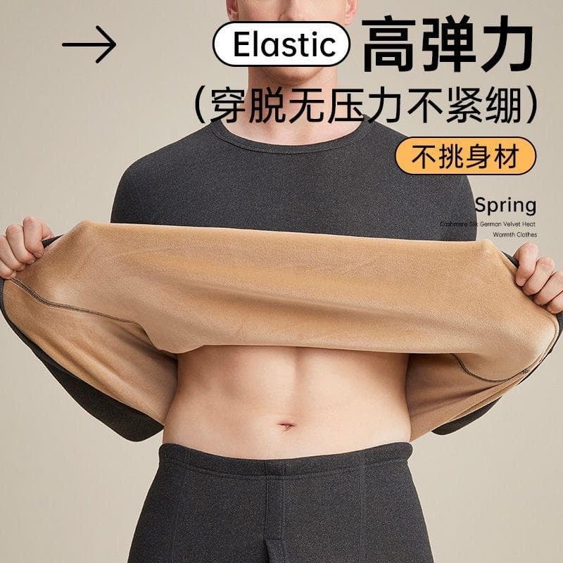 Camelo velo gigante grosso outono inverno pai conjunto de roupa interior térmica forro de lã engrossado aquecimento de m