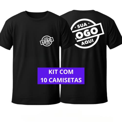 KIT 10 Camisetas Personalizadas no Peito e Costas com Sua Logo Ou Estampa Preferida - 100% Algodão