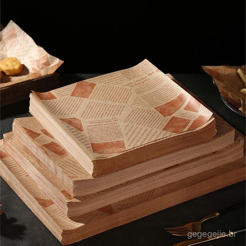 sutiska 50/100 Peças De Papel À Prova De Óleo Para Embrulhar Embalagens De Sanduíche , Hambúrguer , Pão , Fritadeira De