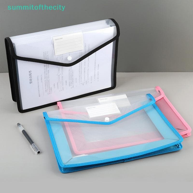 Prosperoneframe Arquivo À Prova D'água De Grande Capacidade Pasta A4 Transparente Botão De Pressão Bolsa De Documentos D