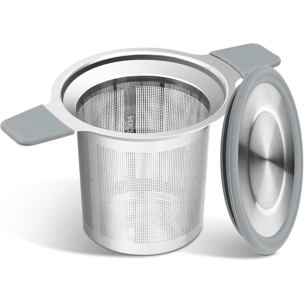 Coador de chá de dupla face ZPUFAW, equipado com tampa e camada de isolamento de silicone para evitar queimaduras, f