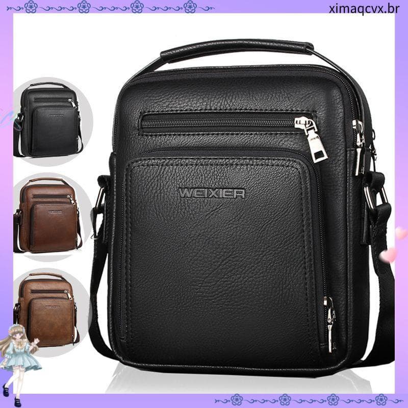 4.50.000 pessoas coleção bolsa de ombro masculina textura de couro genuíno bolsa masculina negócios Vertical Cross-body
