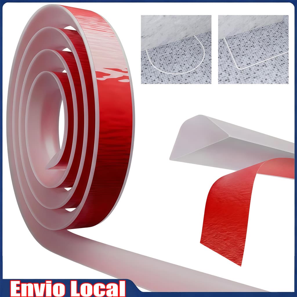 Barreira de Água para Box Banheiro 2m Transparente Trapezoidal Autoadesiva TPE Flexível para Piso e Cozinha