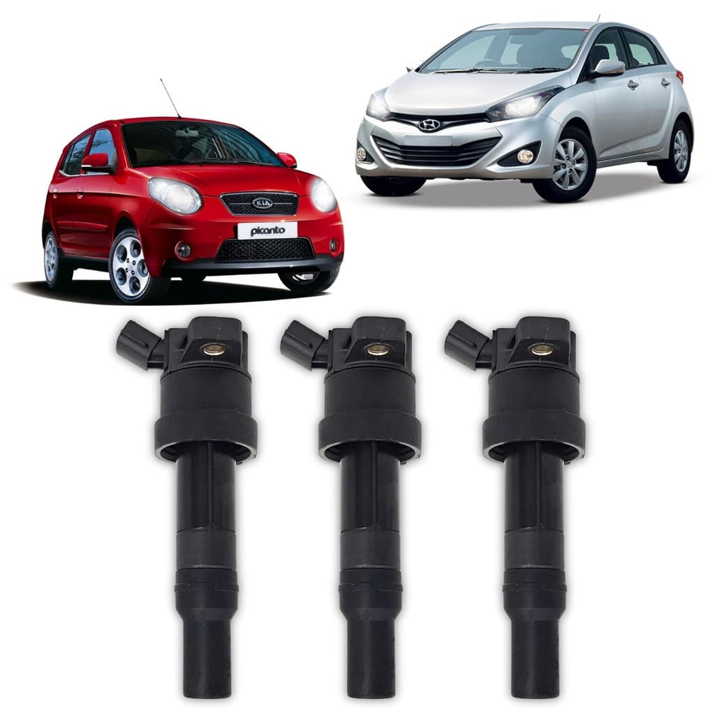 Kit 3 Bobina Ignição Hyundai Hb20 Hb20S Kia Picanto 1.0 12V