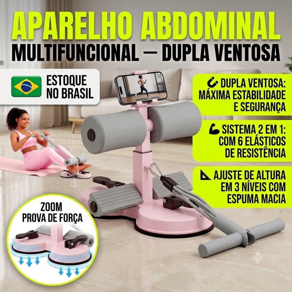 Aparelho Abdominal Com Ventosa Dupla Auxiliar Exercicios Academia Em Casa Elastico Multifuncional Suporte Celular