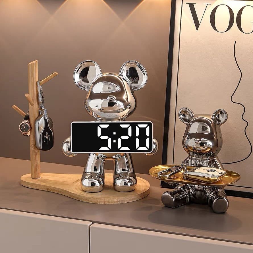 Criativo urso violento relógio decoração entrada TV gabinete Digital relógio eletrônico luz luxo sala estar decoração pa