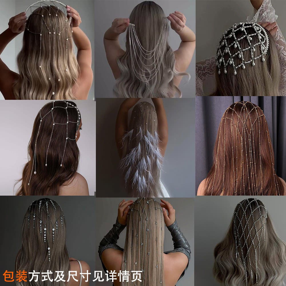 Acessório de cabelo com borla de pérolas e diamantes, acessório de cabelo versátil para festas para mulheres, d