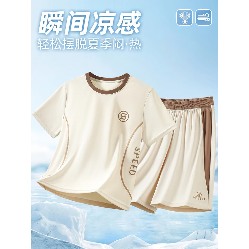 Crianças esportes Shorts de manga curta terno adolescentes legal sentido Homewear 2026 novo estilo médio grande crianças