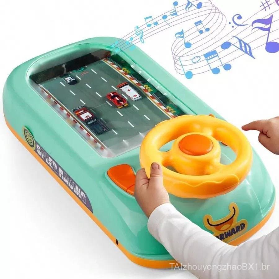 Volante de corrida infantil, brinquedo com música e jogos de direção, brinquedo educativo de simulação interativa