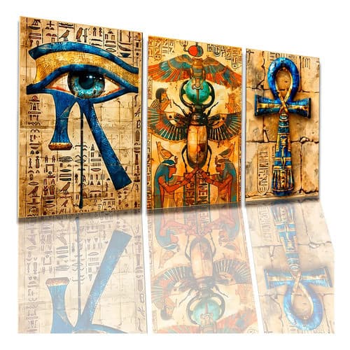 Kit 03 Quadros Decorativos Para Sala Relíquia Do Egito 50x90